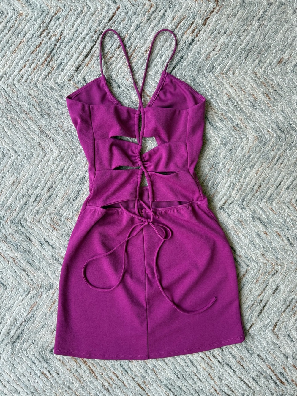 Lucy in the Sky Fuchsia Lace-Up Cutout Mini Dress